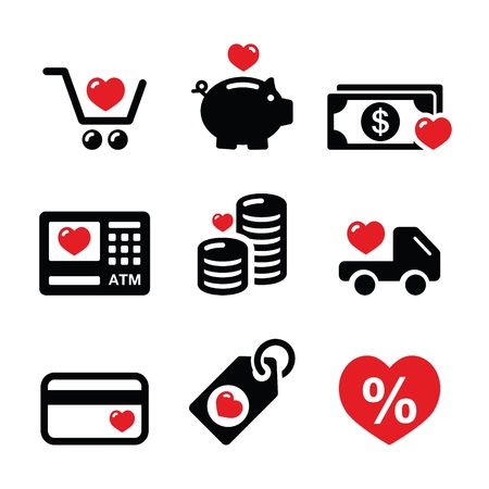 I love shopping, I love money vector iconsのイラスト素材