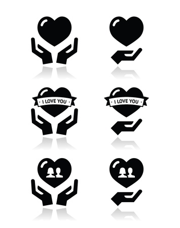 Hands with heart, love, relationship icons setのイラスト素材