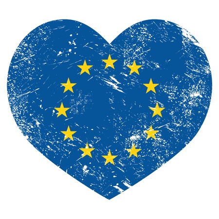 EU, I love European Union heart retro flagのイラスト素材