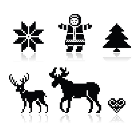 Christmas nordic pattern vector icons set のイラスト素材