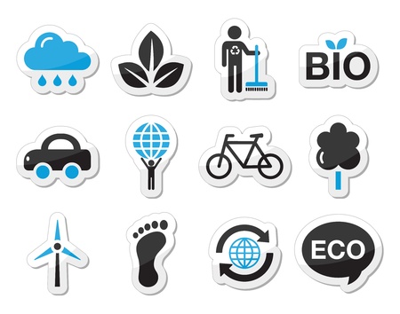 Ecology, green, recycling vector icons set のイラスト素材