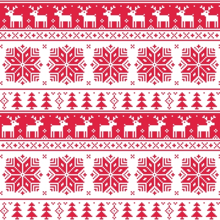 Xmas nordic seamless red pattern with deerのイラスト素材