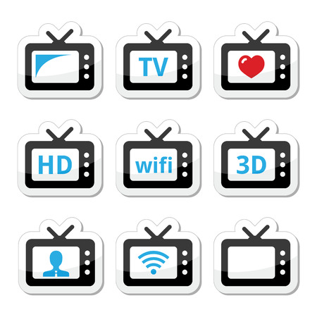 TV set, 3d, HD vector icons setのイラスト素材