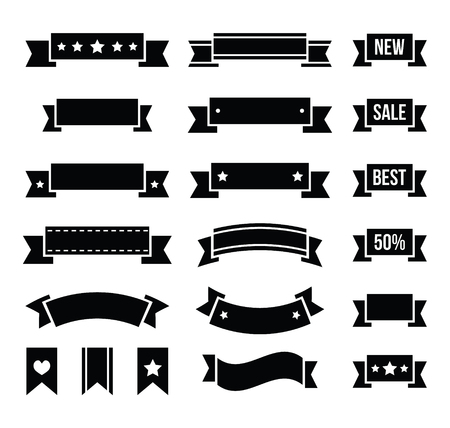 Retro ribbons, vintage bookmarks set - vectorのイラスト素材