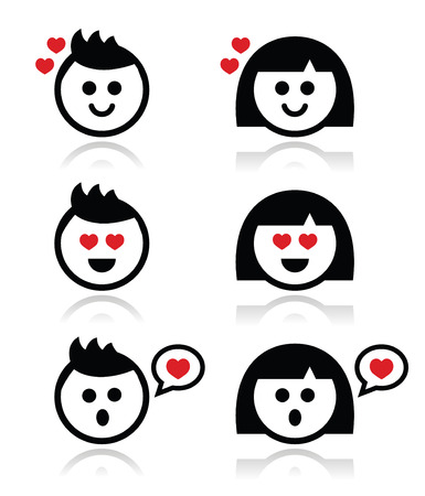Man and woman in love icons setのイラスト素材