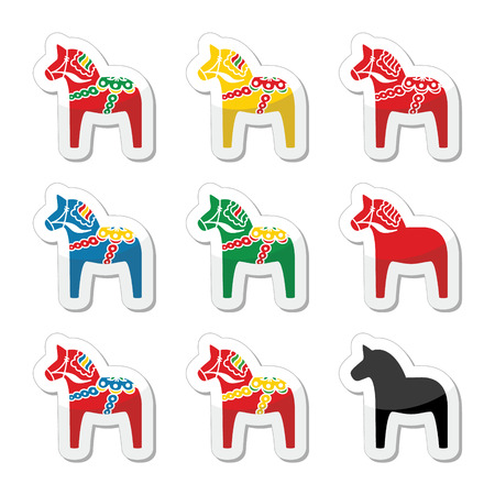 Swedish dala horse vector icons setのイラスト素材