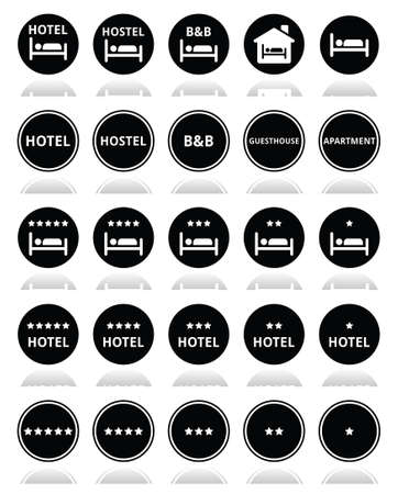 Hotel, hostel, B B with stars round icons set のイラスト素材