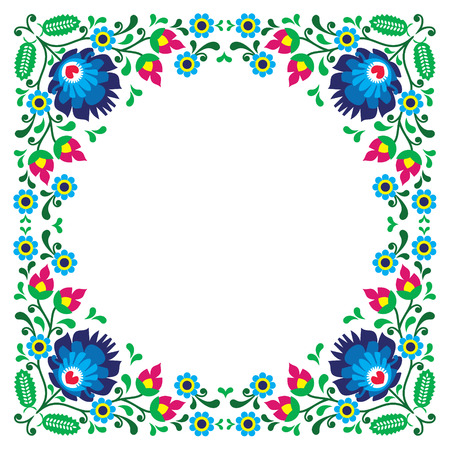 Polish floral folk embroidery frame pattern - wzory lowickieのイラスト素材
