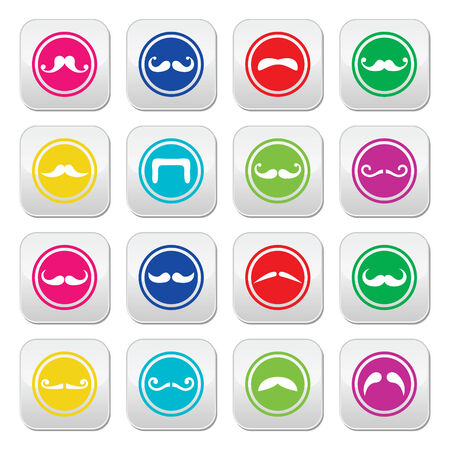 Moustache or mustache round colorful vector icons のイラスト素材