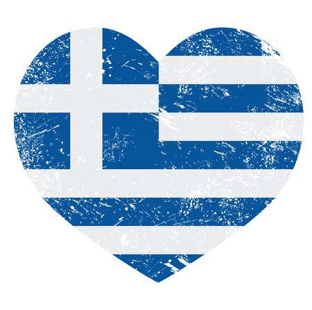 Greece heart love retro flagのイラスト素材