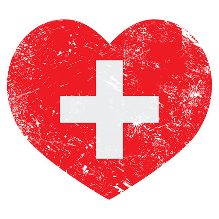 Switzerland heart retro flagのイラスト素材