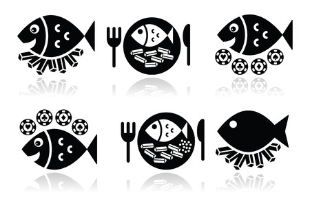 Fish and chips vector icons set のイラスト素材