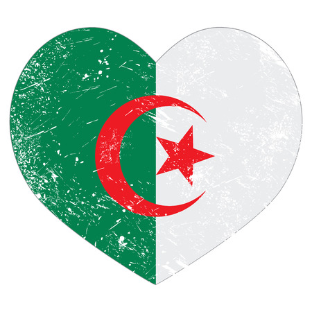 Algeria retro heart shaped flagのイラスト素材
