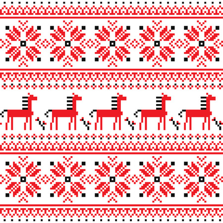  Ukrainian Slavic folk art embroidery pattern with horses のイラスト素材