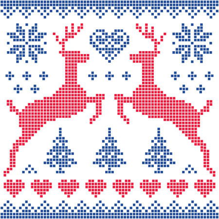 Winter, Christmas red and navy pattern cardのイラスト素材