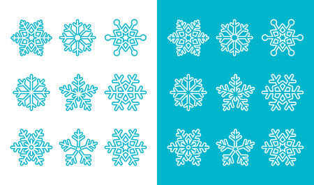 Snowflakes, winter blue decoration icons setのイラスト素材