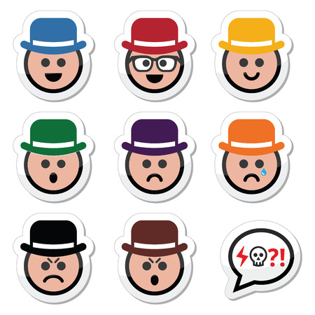 Man in hat faces icons setのイラスト素材