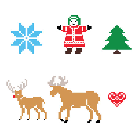 Christmas Nordic pattern vector icons setのイラスト素材
