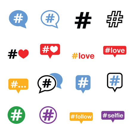 Hashtag, social media icons setのイラスト素材
