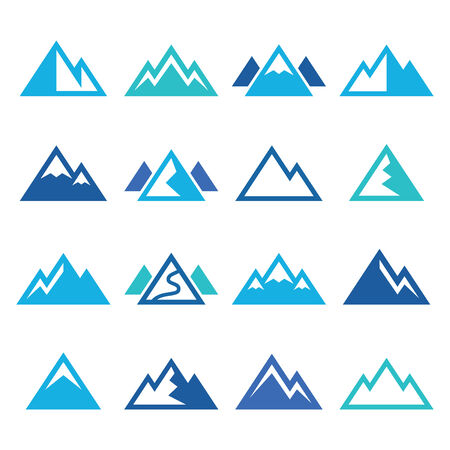 Mountain vector blue icons setのイラスト素材