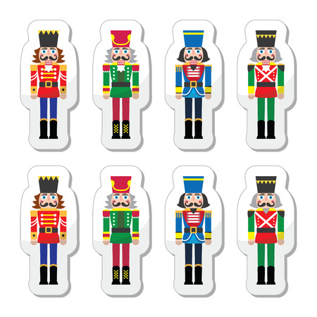 Christmas nutcracker - soldier figurine icons setのイラスト素材