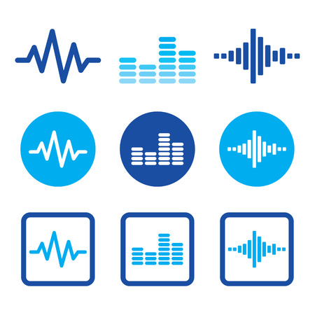 Sound wave music vector blue icons setのイラスト素材