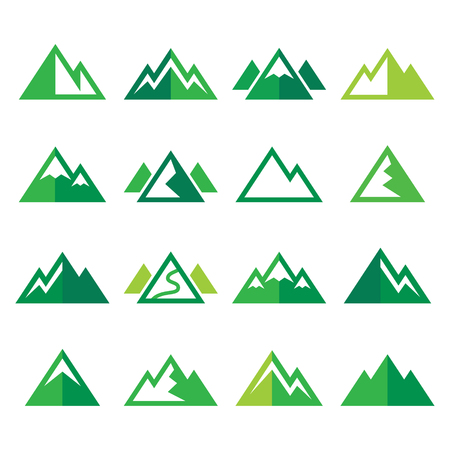 Mountain vector green icons setのイラスト素材