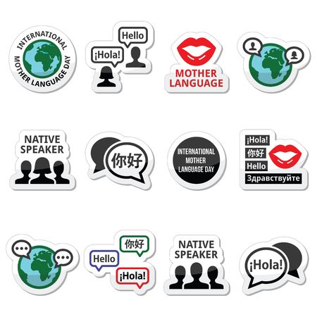 International Mother Language Day icons setのイラスト素材
