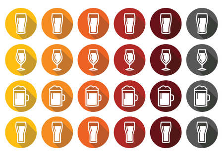 Beer glasses different types icons - lager, pilsner, ale, wheat beer,のイラスト素材