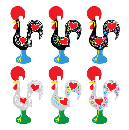 Portuguese Rooster of Barcelos - Galo de Barcelos iconsのイラスト素材