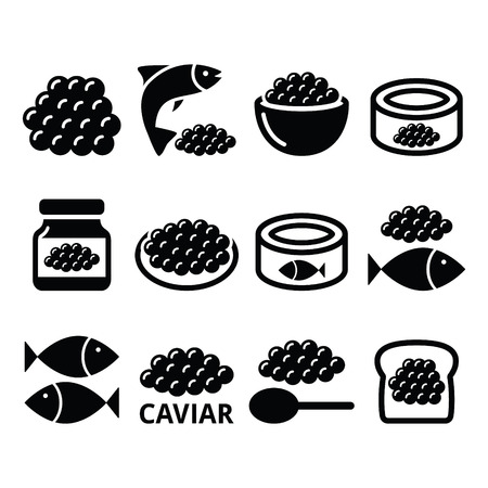 Caviar, roe, fish eggs icons setのイラスト素材
