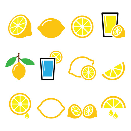 Lemon, lime - food icons setのイラスト素材