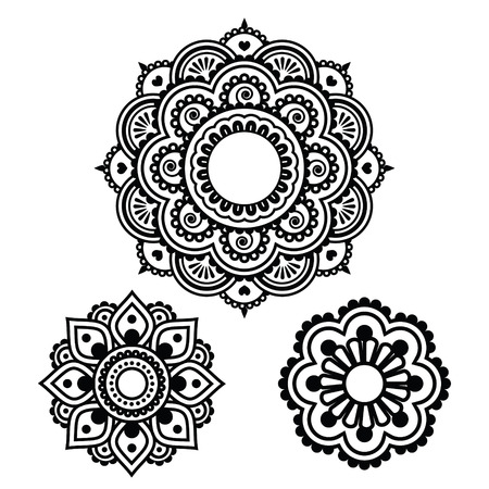Indian Henna tattoo round design - Mehndi patternのイラスト素材