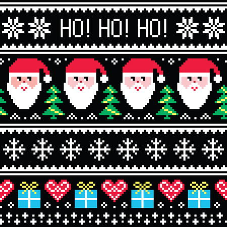 Christmas jumper or sweater seamless pattern with Santa and presentsのイラスト素材