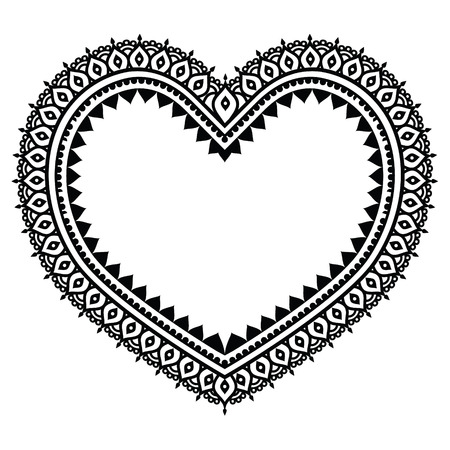 Heart Mehndi design, Indian Henna tattoo patternのイラスト素材