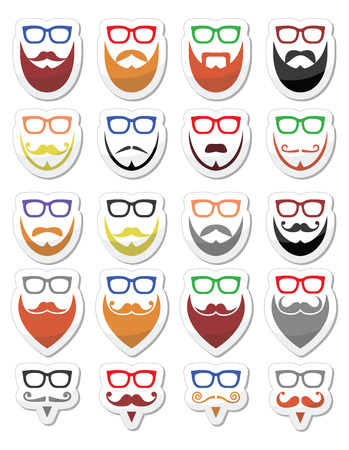 Beard and glasses, hipster icons setのイラスト素材