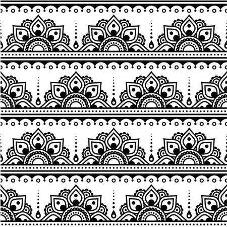 Mehndi, Indian Henna tattoo seamless pattern, design elementsのイラスト素材