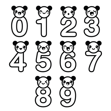 Cute bear Kawaii numbers set のイラスト素材