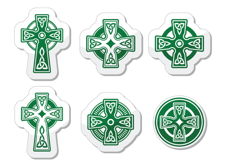 Irish, Scottish Celtic cross on white vector signのイラスト素材