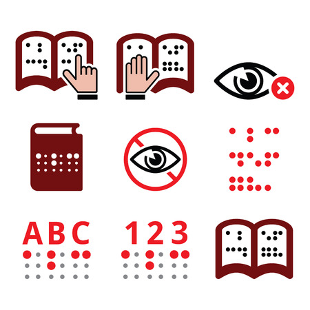 Blind people, Braille writing system icon setのイラスト素材