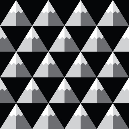Geometric monochrome seamless pattern with mountains - winter backgroundのイラスト素材