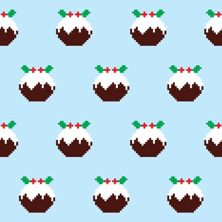 Christmas pudding seamless pattern, Christmas jumper or sweater style, Xmas decorのイラスト素材