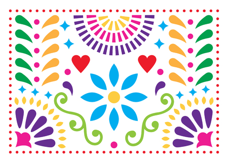 Mexican folk art vector pattern, colorful design with flowers inspired by traditional art form Mexicoのイラスト素材