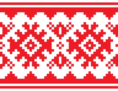 Scandinavian, Nordic vector belt seamless pattern. Lapland long folk art design. Traditional embroidery illustration.のイラスト素材