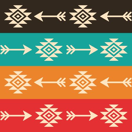 Aztec seamless vector pattern with arrows, retro Indian navajo fabric design, Tribal art