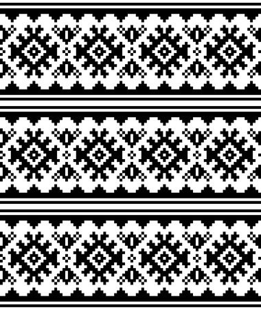 Winter or Christmas Scandinavian vector seamless pattern - Sami Lapland traditional embroidery styleのイラスト素材
