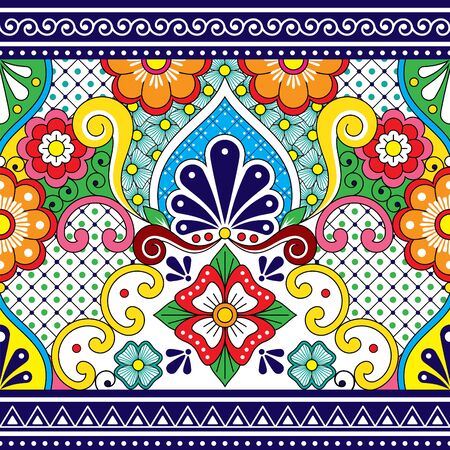 Mexican Talavera vector seamless pattern, repetitive background inspired by traditional pottery and...