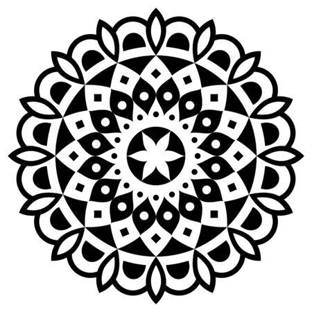 Mandala vector design, bohemian zen pattern, Asian ethnic design in black and whiteのイラスト素材