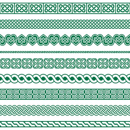 Irish Celtic vector seamless design, Celtic border and frame collection, braided ornaments for greeting cards, St Patrick's Day celebrationのイラスト素材