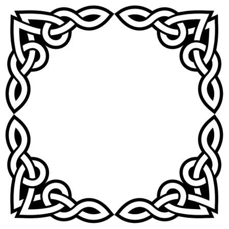 Irish Celtic vector square greeteing card design - traditional pattern with corners inpired by retro art from Irelandのイラスト素材